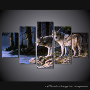 HD Printed Animal Two Wolves Painting Canvas Print Room Decor Print Poster Picture Canvas Mc-019